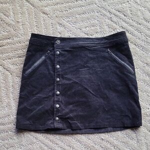 Kuhl Black Corduroy Button Zipper Front Mini Skirt Indie Grunge Gorpcore Sz 10